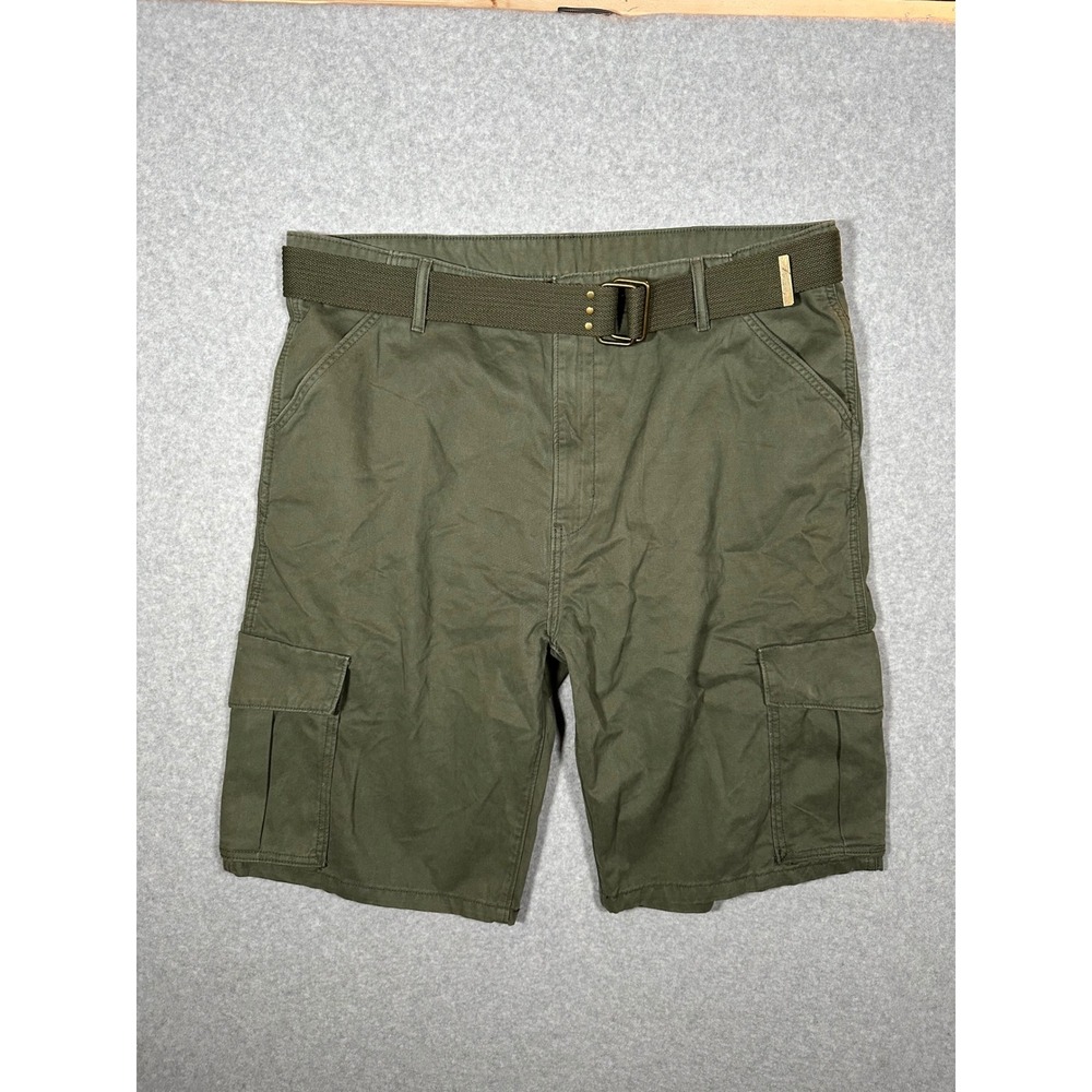 Levis Mens Cargo Shorts W42 Olive Green Cotton Twill Utility Belted 36604-0045